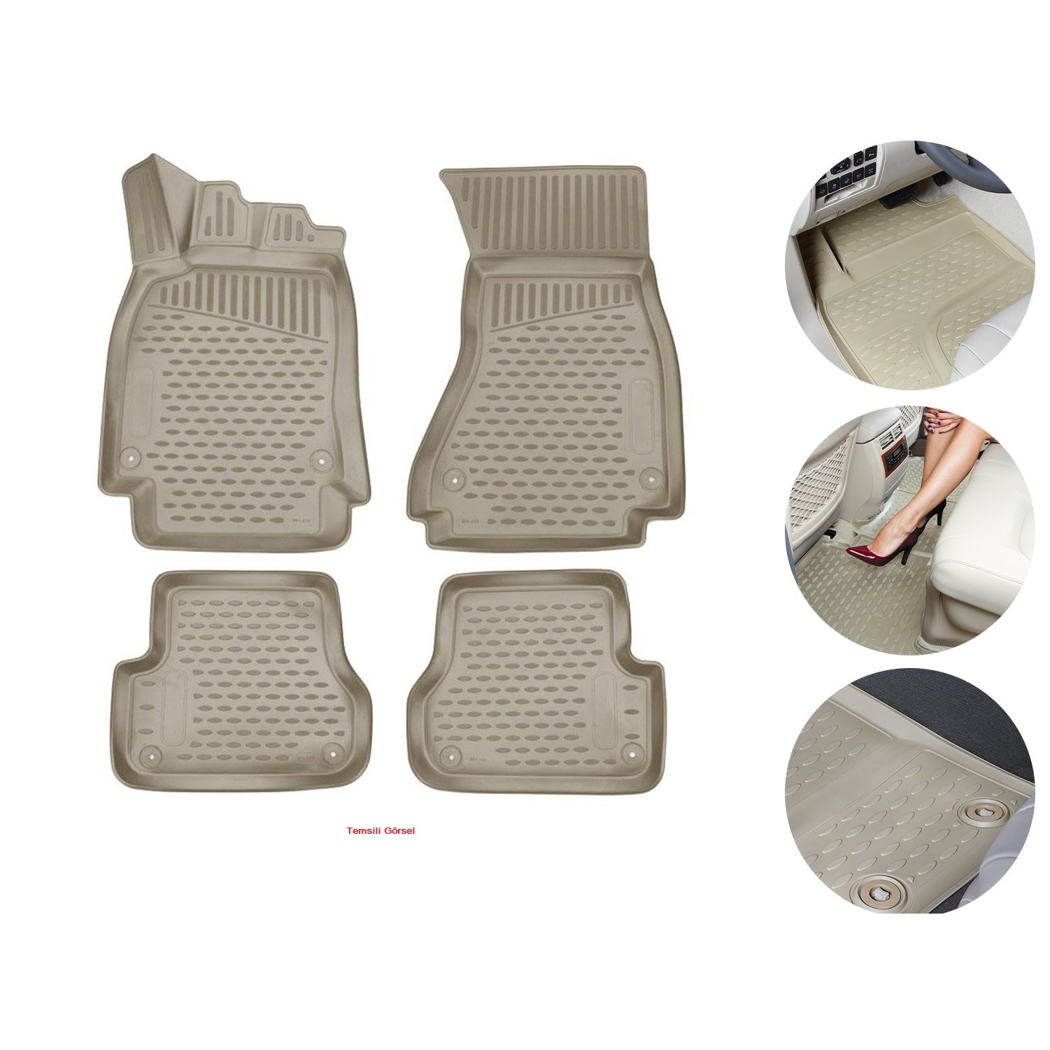 Novline AUDI A4 2008 2015 Arası 3D Havuzlu Paspas Bej Renk 